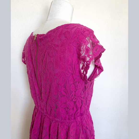 Vivid Pink Floral Lace Dress - Picture 5 of 5